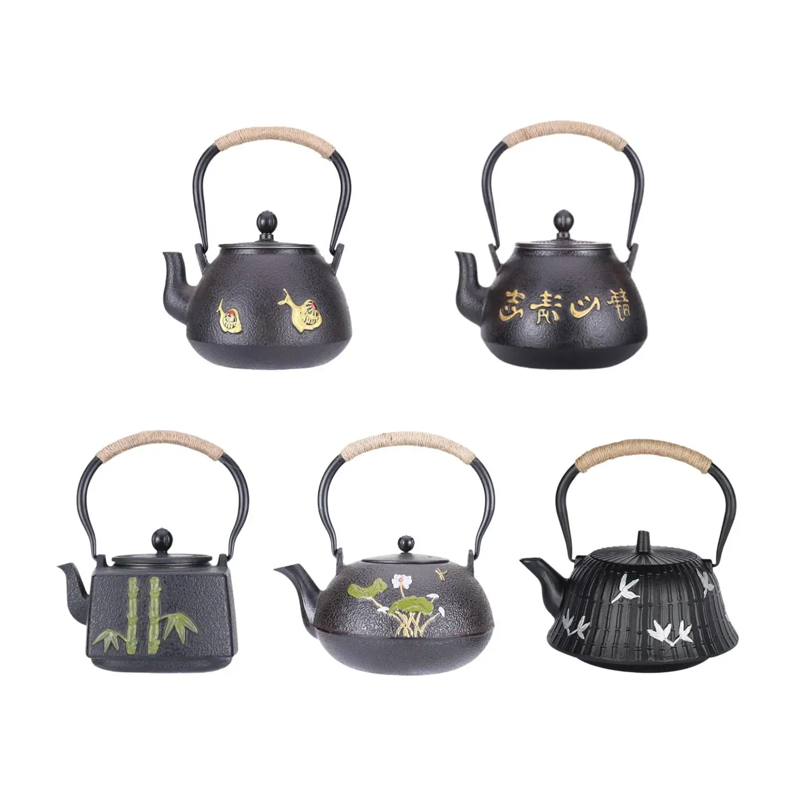 Cast Iron Teapot Tea Maker 1.2L Multiuse Kitchen Utensils Water Kettle Chinese