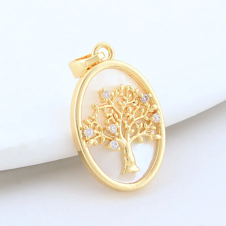 2PCS 14*21MM 14K Gold Color Brass with Shell Round Flower Charms Pendants Necklace Earrings Jewelry Making Supplies Accessories