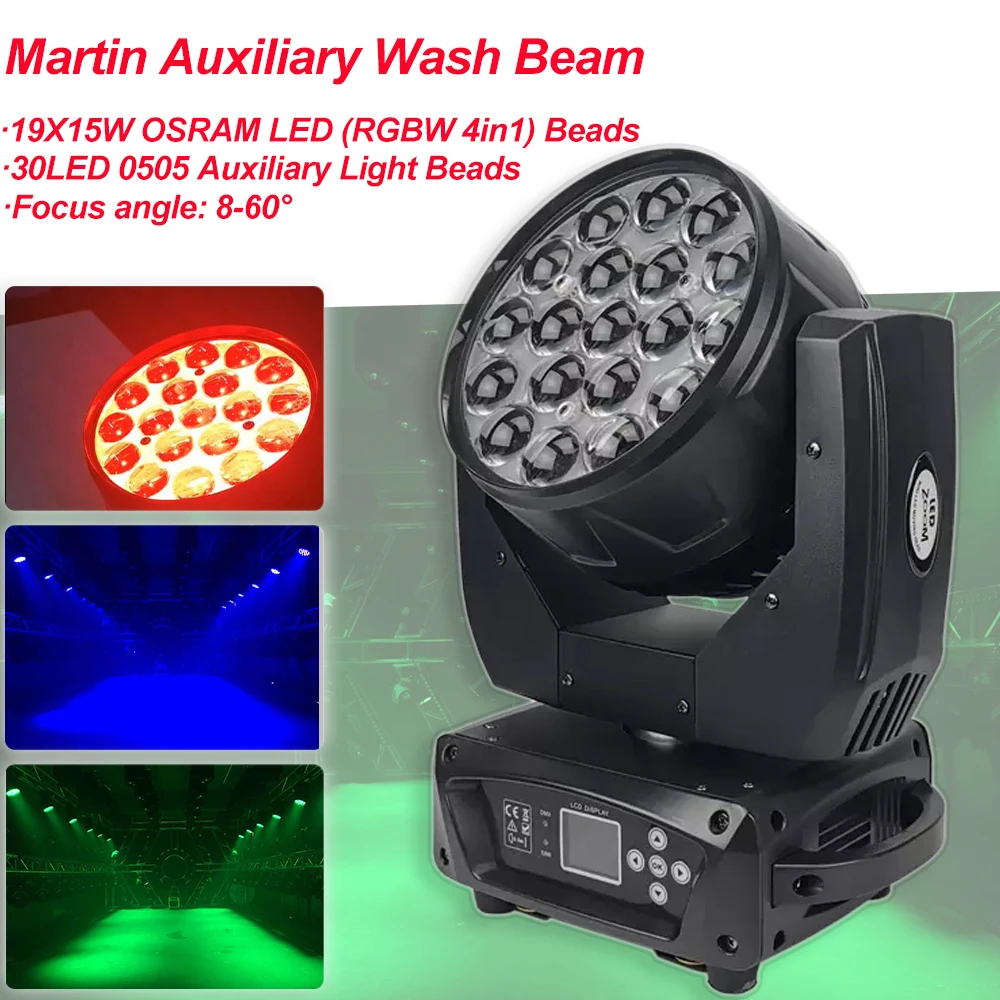 Martin 19x12W RGBW 4IN1 Projector Lighting Zoom Wash Par Light Stage LED Moving Head Light For Wedding Disco DJ Party Stage Ball