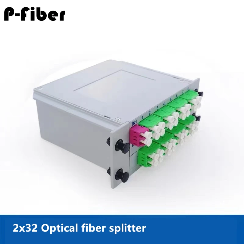 optical fiber splitter 2pcs 2*32 plug-in LC/APC 2x32 FC SC APC UPC splitter LGX box type cassette