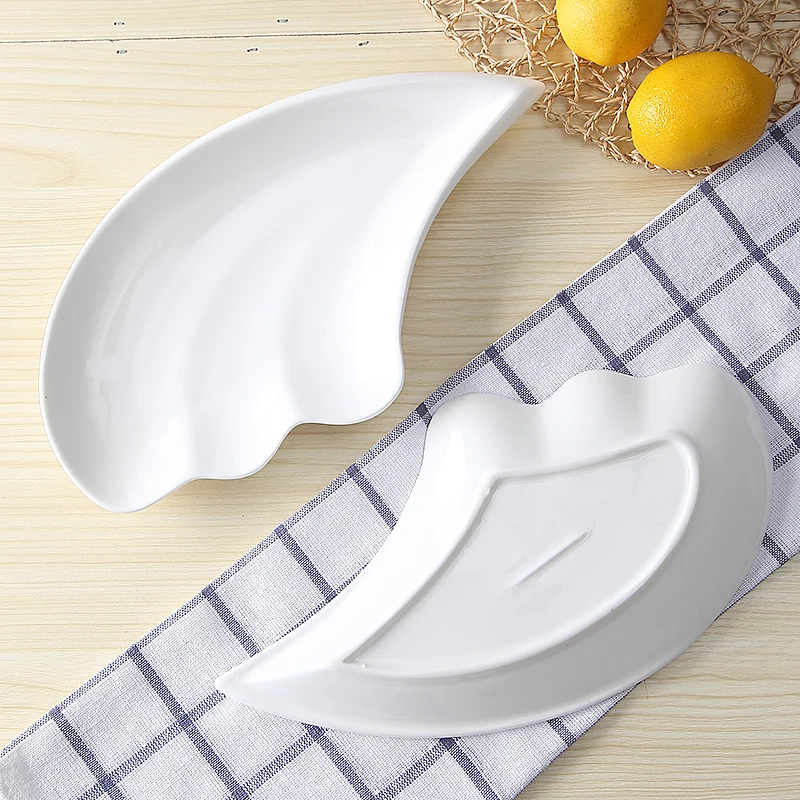 2pcs Set, Embossed Porcelain Angle Wings Cake Plate, Funny Candy Tray, Ceramic Breakfast Plate Dish, Dessert Plates, for Serving