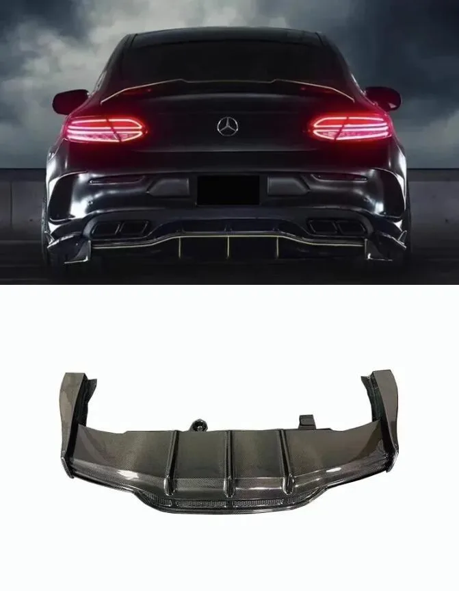 

Real Carbon Fiber Car Bumper Rear Lip Diffuser Spoiler Cover Body Kit For Benz W205 C63 C63S Coupe Two Door 2015-2018