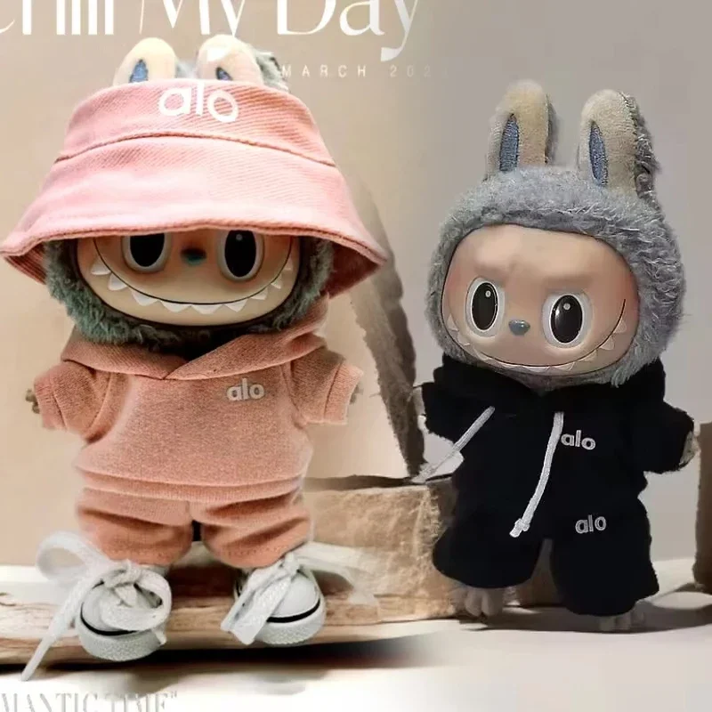 라부부 인형 LA 의류 세트 모자 17cm 옷 신발 인형 DIY 액세서리 훈련 앉기 파티 게임 장난감 선물용 새 코듀로이