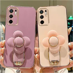 Funda con soporte de varilla de amarre de flores giratorias de lujo para Samsung S23, S22, S21, S20 FE Plus, Ultra Note 20, 10, 9, 8, S10, S9, S8, cubierta chapada en oro