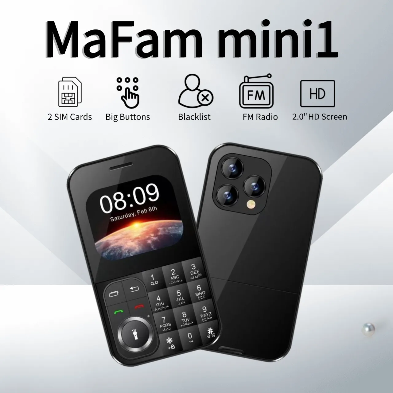 Slim Palm Mobile Phone 2G GSM Affordable Price For Kids & Students Cute Push Button Torch Voice Converter Camera Compact Size