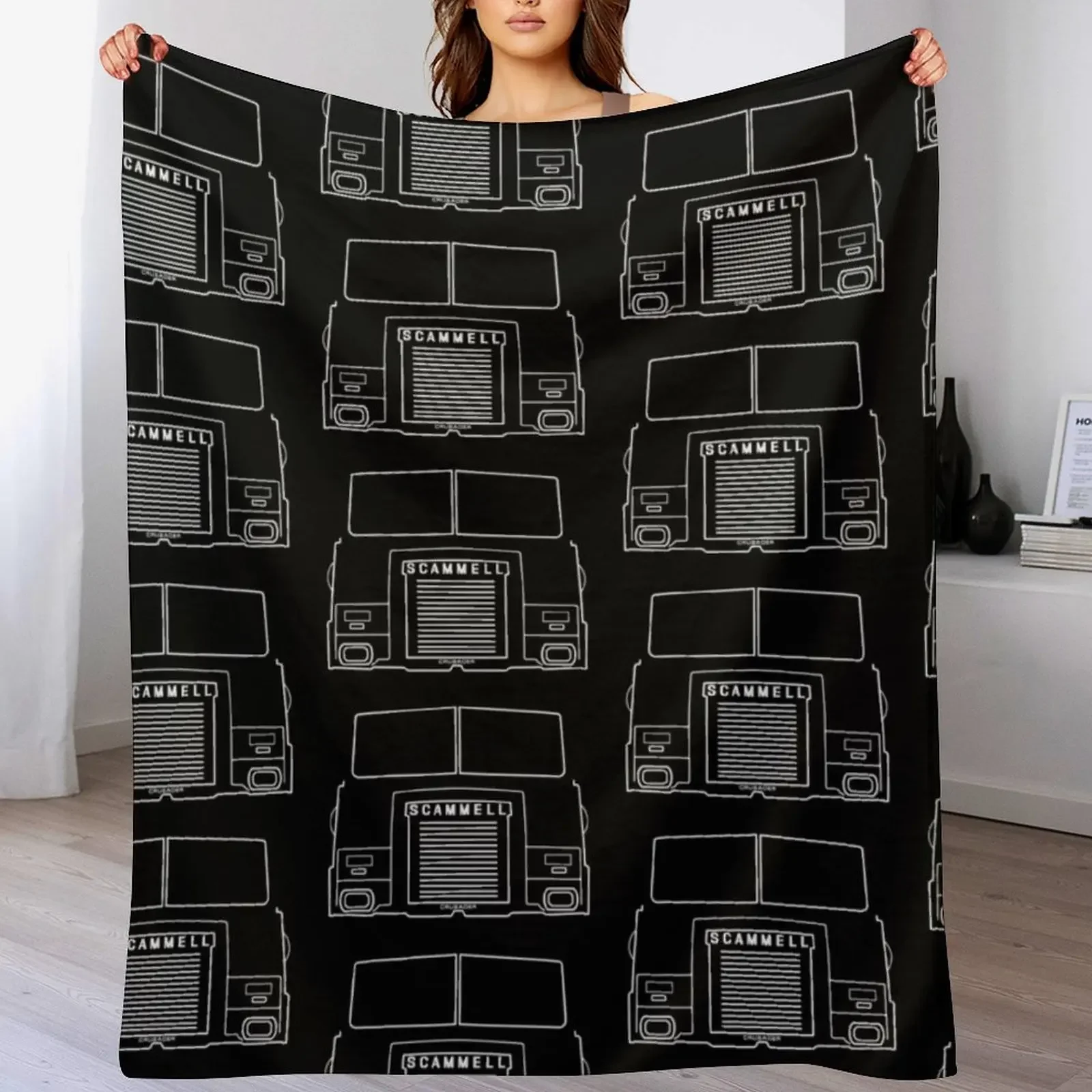 

Scammell Crusader classic truck outline graphic (white) Throw Blanket Giant Sofa Winter beds Soft Big Flannels Blankets
