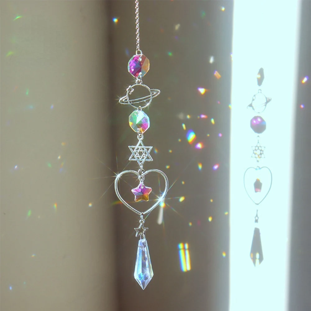 Crystal Wind Chime Sun Catcher Diamond Prisms Pendant Dream Catcher Rainbow Chaser Hanging Drop Home Garden Decor