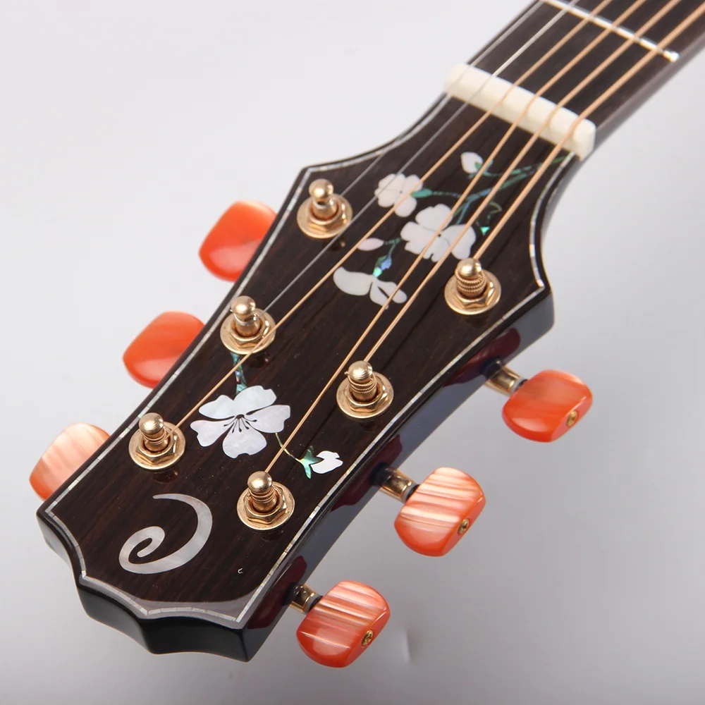 New Design Brush Blue Color Full Flame Maple Solid JF Body 41 Inch Fingerboard With Shell Flower Inlay Armrest Acoustic Guitar