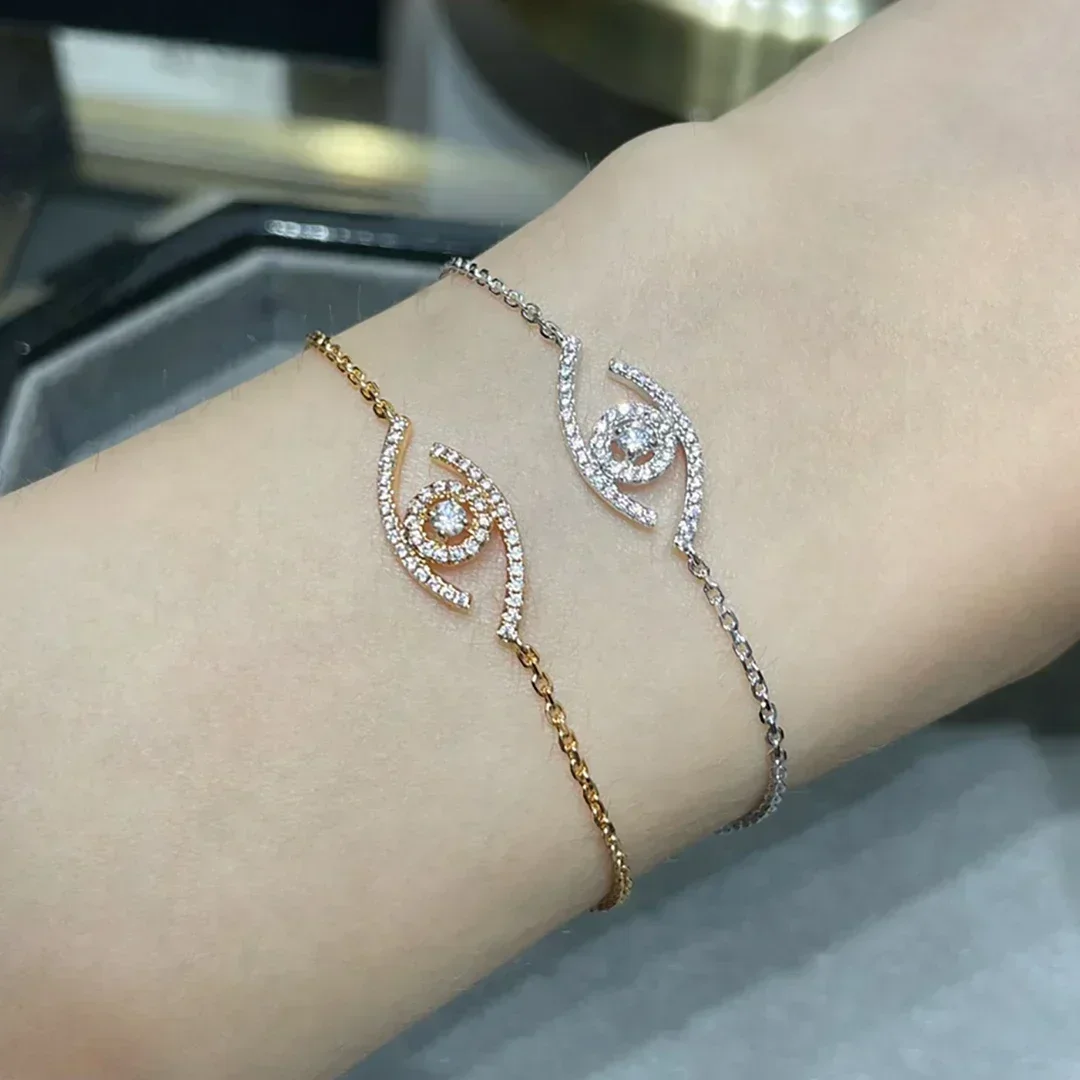 

MXK, новинка, хит продаж, роскошные ювелирные изделия из стерлингового серебра 925 пробы, модный женский браслет с бриллиантами в богемном стиле Lucky Eye