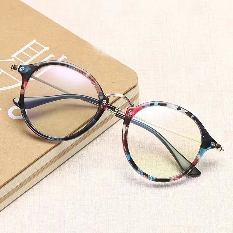 New Round Trendy Unisex Anti-radiation Spectacle Frames Women Vintage Style Men Popular Metal Clear Lens Anti-blue Glasses Frame