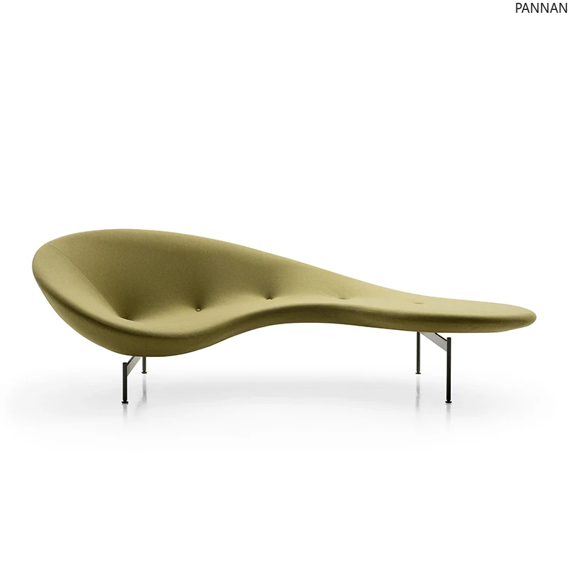 

Modern recliner beauty couch cotton and linen concubine chair curved small sofa chair special-shaped light luxury
