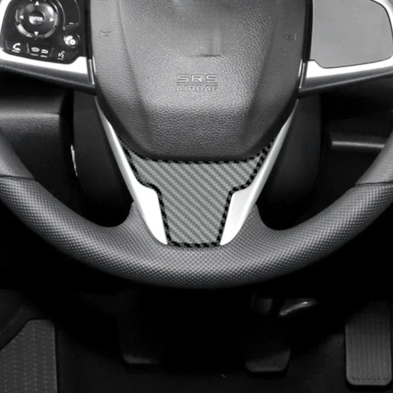 

Soft Carbon Fiber Car Steering Wheel Panel Cover Trim Sticker Interior Car Accessories For Honda Civic 2017-2021
