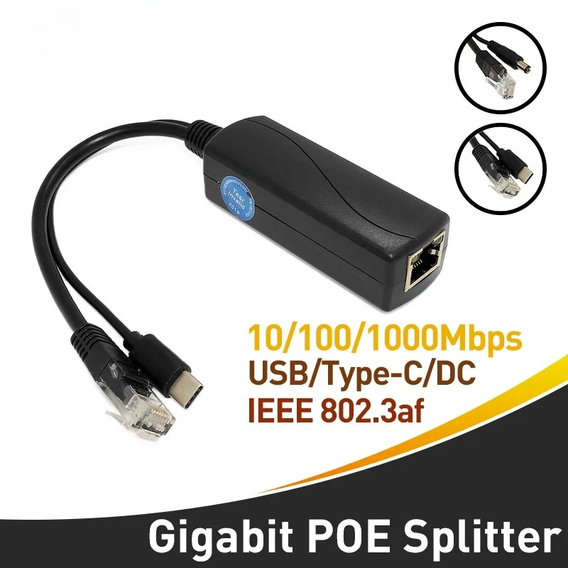revotech-ギガビット-poe-スプリッター-マイクロ-usb-type-c-dc-10-100-1000mbps-パワーオーバーイーサネット-ieee-8023af-ip-カメラ用