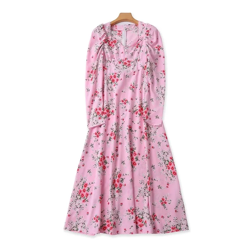 V-Ne Gonna lunga a trapezio con stampa floreale Bubble Sve Long Dr Ele Sle Summer Faion pezzo unico