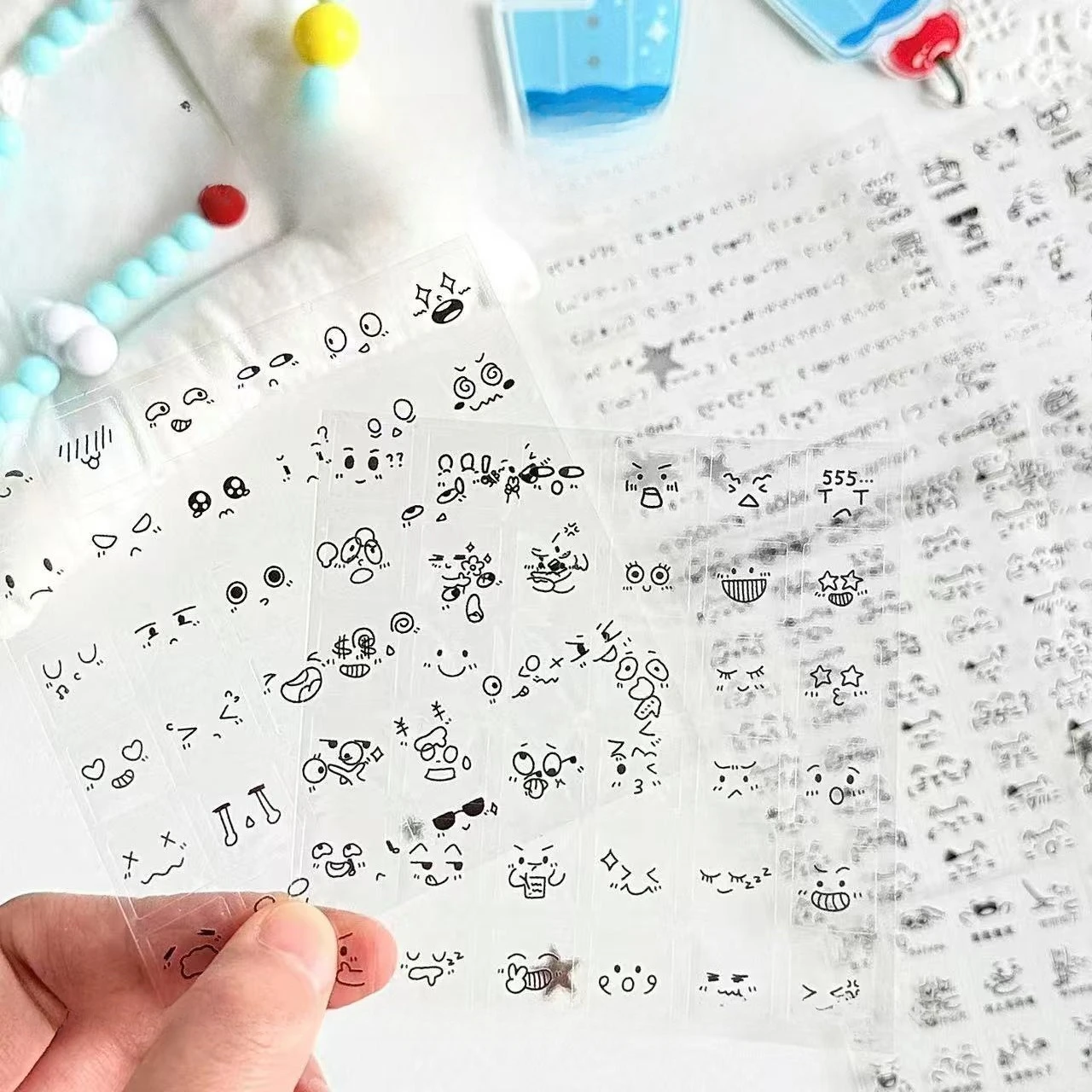 

10pcs Cute Expression Stickers Transparent Colorful Emoticon Decor Sticker for DIY Journaling Scrapbook Kid Gift