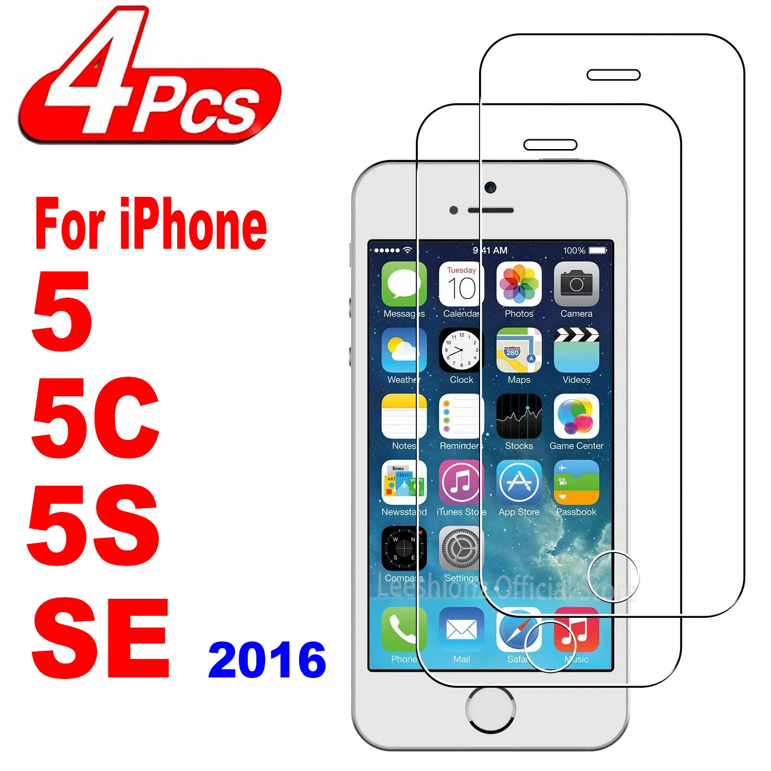 

For Apple iPhone 5 5C 5S SE 2016, HD Tempered Glass Film 2/4Pcs 9H 0.33 mm