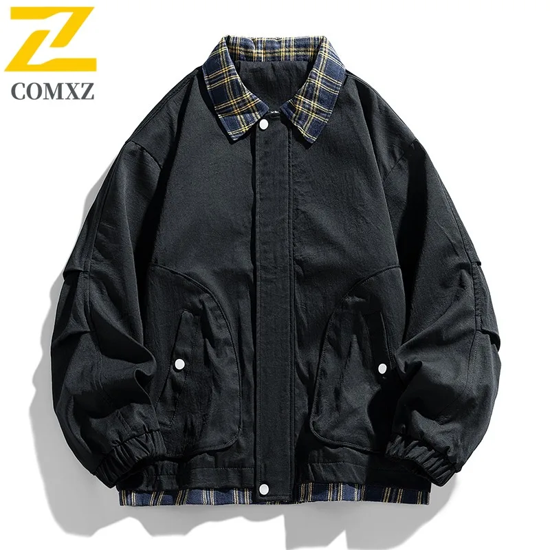 

COMXZ Luxurious Jacket New Turndown Collar Hiking Travel Windproof Workwear Casual Personality Camping Autumn Lightweight Coat
