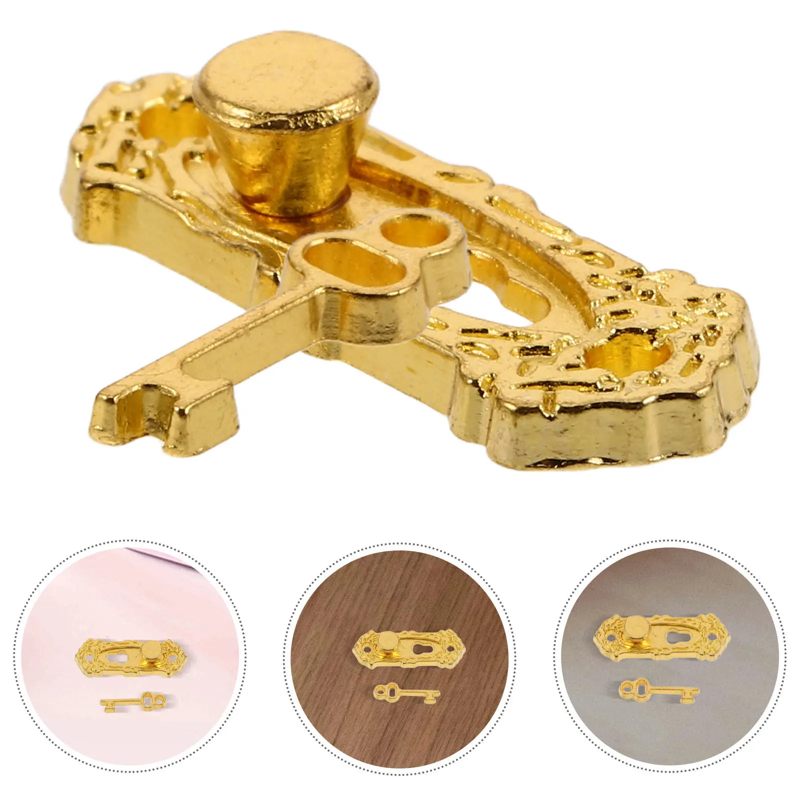 

1Set Miniature Door Lock and Key Set for Dollhouse DIY Projects 1:12 Scale Mini House Accessories Realistic Metal Hardware