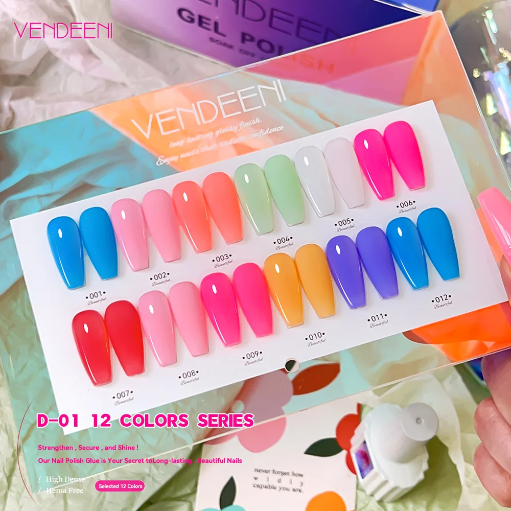 Vendeeni TPO HEMA FREE Top-Qualität, Rabattpreis, 12 Farben, Nagel-Gel-Nagellack-Set, neues Design-Nagellack-Set, 15 ml Flasche, UV-Gel-Set