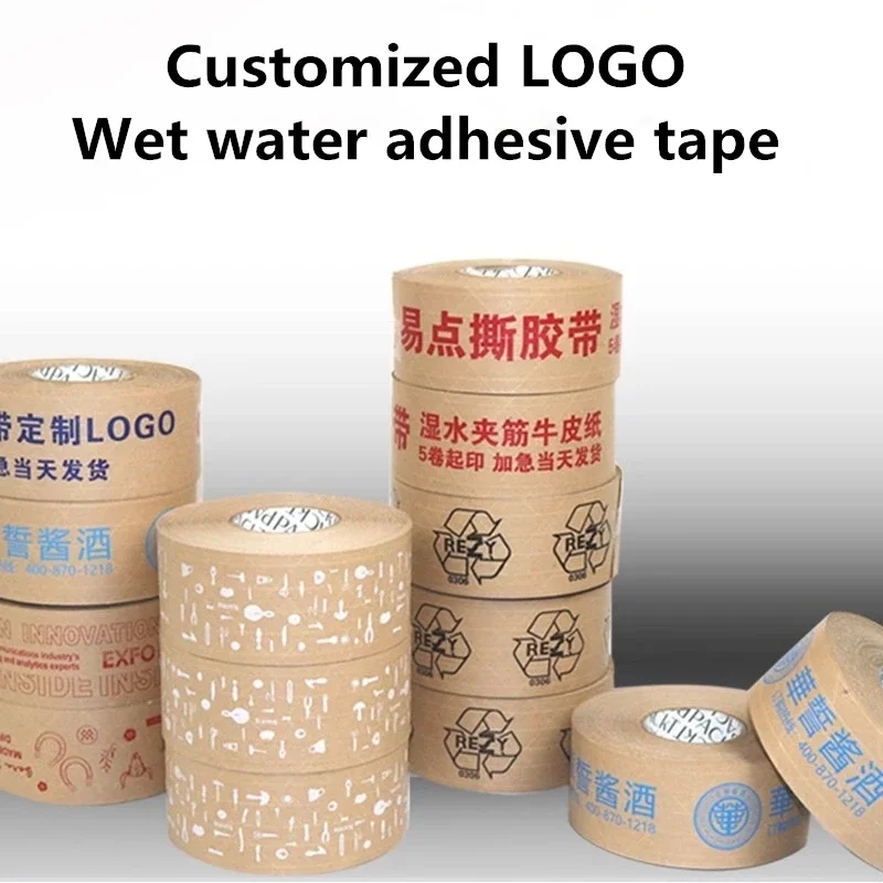 

Kraft Paper Customized Logo Adhesive Tape Fibre Biodegradable Environment Protection Can Be Written Wet Water Adhesive Paper