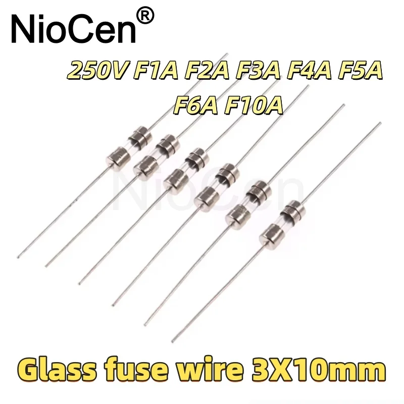 

（10pcs）3*10MM Single Cap Fuse Tube 250V F1A F2A F3A F4A F5A F6A F10A