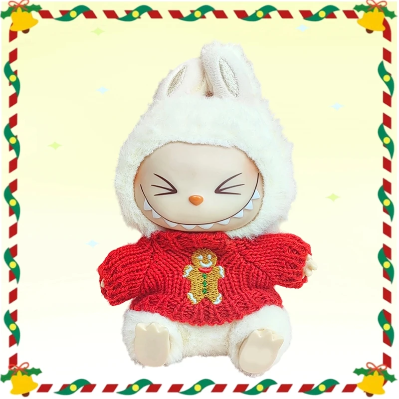 

Для одежды Labubu: рождественский комплект с оленями (красный праздничный наряд) для V1/V2/V3 — наряд Labubu, праздничный подарочный рождественский набор