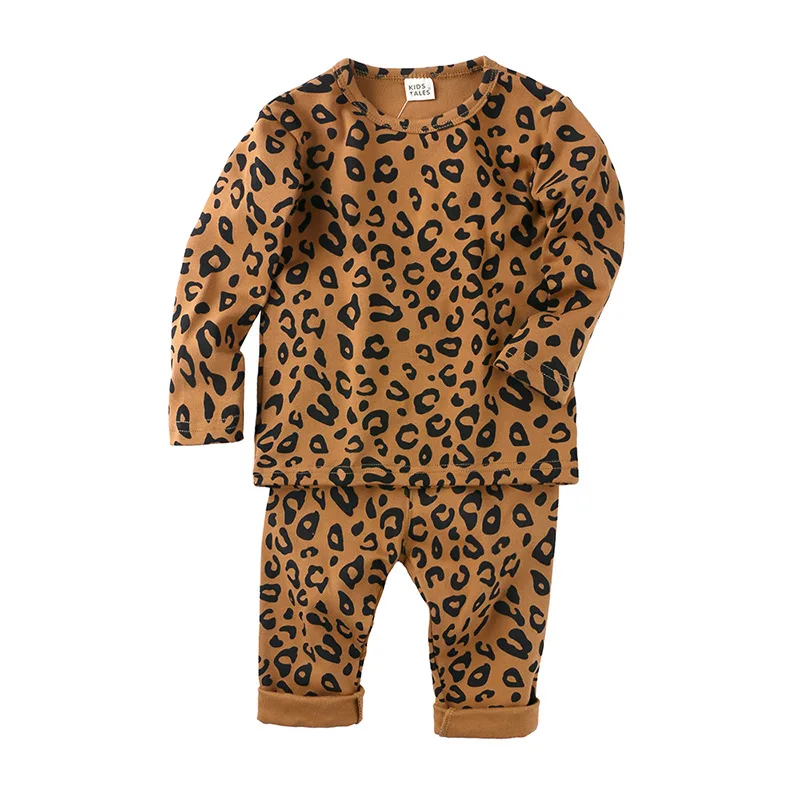 Fashion Baby Clothing 0-6Years Baby Girl Boy Leopard Clothes Set Newborn Sweatshirt + Pants Kids Suit Costume Sets Accessories