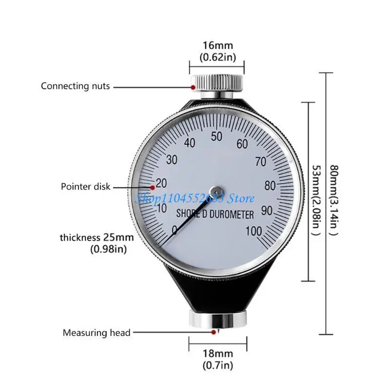 Y6GD Rubber Tire Durometer Hardness Tester Meter Sclerometer Measurement Compatible for Processing Manufacturing Engineering