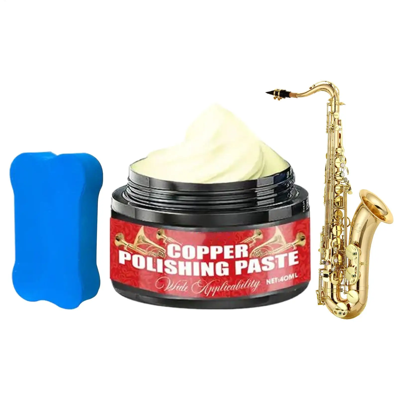 40 ml One Wipe Bright Kupfer-Poliercreme, kratzfreie Reparatur, Oxidationsentfernung, Metallpolitur für Trompete, Posaune, Saxophon