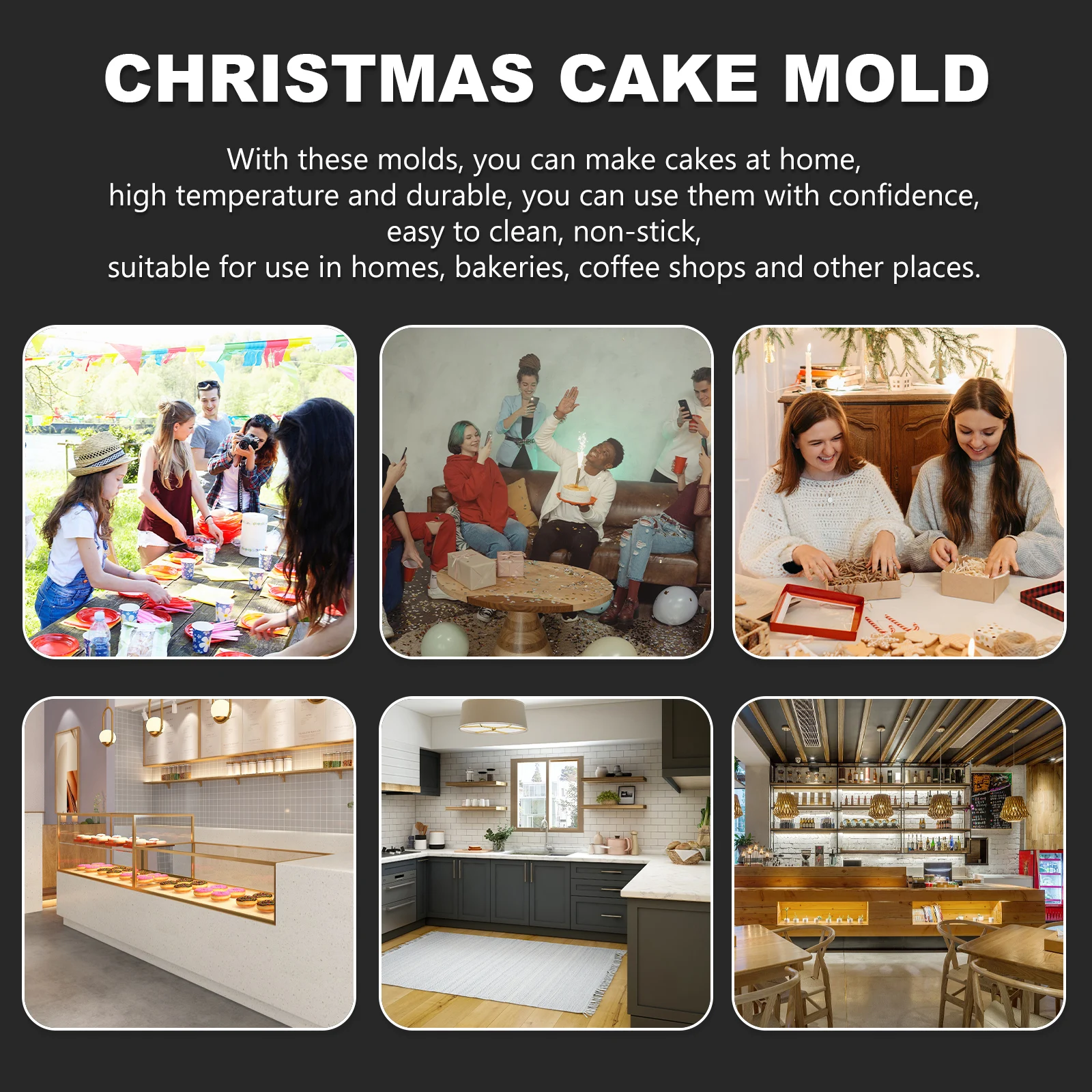 

12Pcs Cake Mold Silicone Baking Mould Set for Home Bakery Coffee Shop Easy Clean Muffin Cup Dessert Making Tool