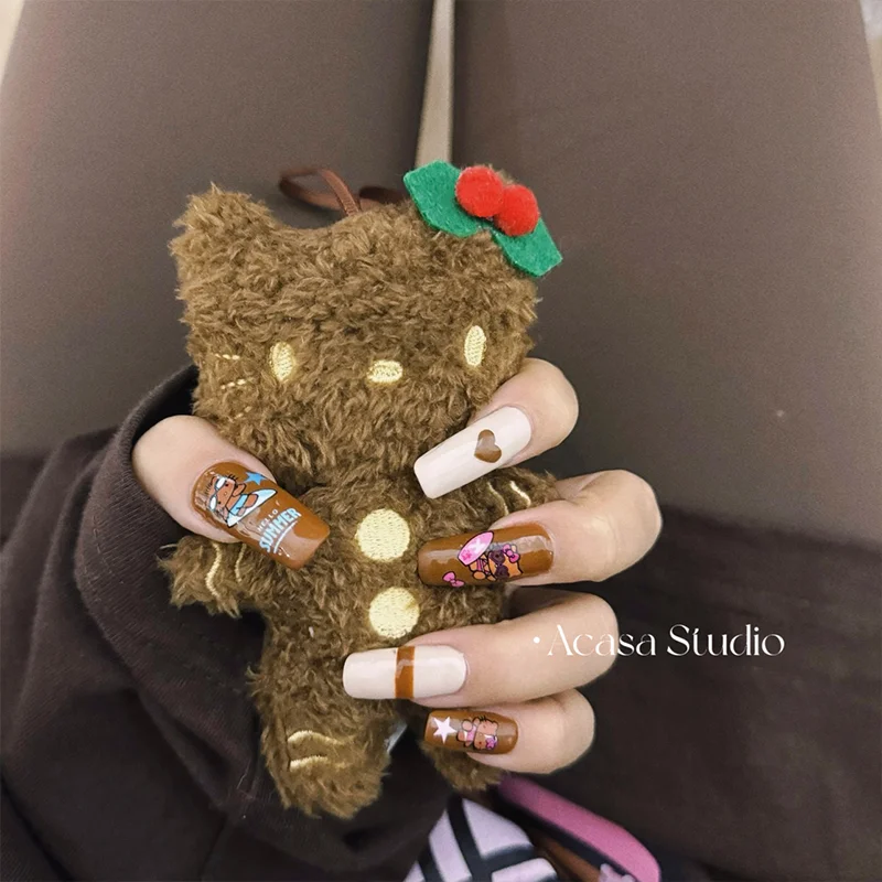 

Gingerbread Man Series Hello Kitty Dark Skin Plush Stuffed Key Chain Cartoon Plush Bag Pendant Cute Toy Children's Gift
