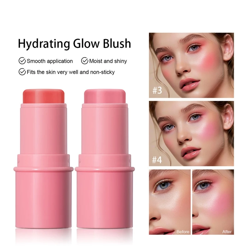 Maquillaje hidratante para cara y mejillas, colorete brillante, aspecto acuoso hidratado para mujer y niña