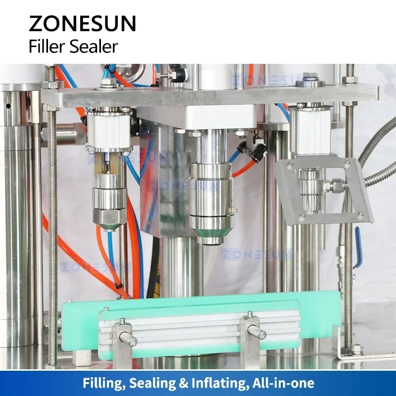 Zonesun Riempitrice per lattine di vernice spray Riempitrice e sigillatrice per aerosol Attrezzatura per imballaggio di lacca per capelli in alluminio ZS-QW254