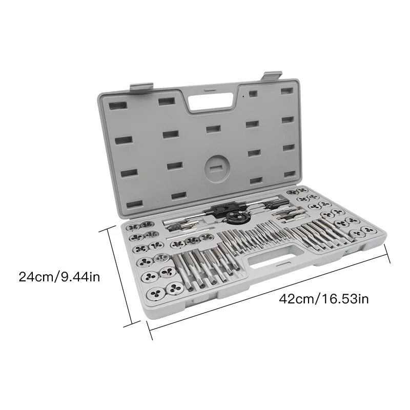 60 pieces of tap and die set, metric and British tapping tools, die and wrench thread repair