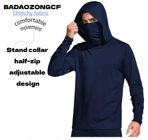 HUK Men's Long Sleeve Hooded Fishing Shirt UPF 50+ UV Protection Breathable Sweatshirt with Mask Fishing Apparel