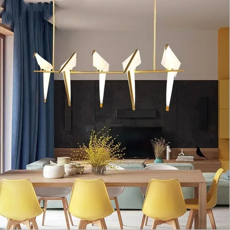 Imagem -02 - Nordic Designer Paper Bird Chandelier Home Decor Origami Perch Light para Branch Abajur Pendurado Wall Light Led Floor Lamps