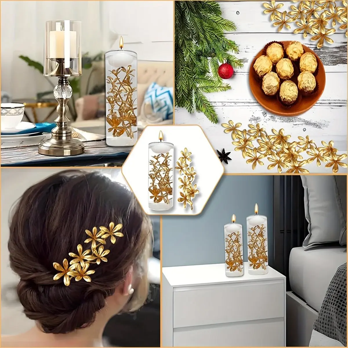 2026 New 50 Pieces Faux Flowers for Centerpiece Vase, Filling in Floating Candles Mini Flower Filler for Wedding Dinning Table