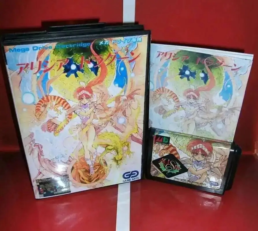 Cartão de jogo Alisia Dragoon com caixa e manual para sistema Sega MD Megadrive Genesis de 16 bits