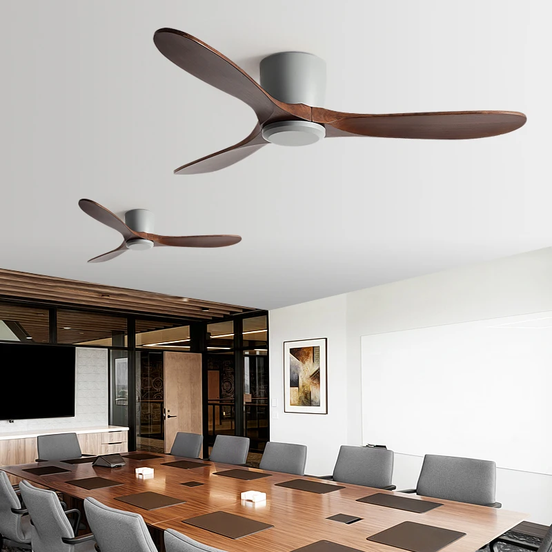52 Inch Low Floor Wood Ceiling Fan Black Americans Without Lamp Remote Control Commercial Industry Fan Ceiling Fan 110V 220V