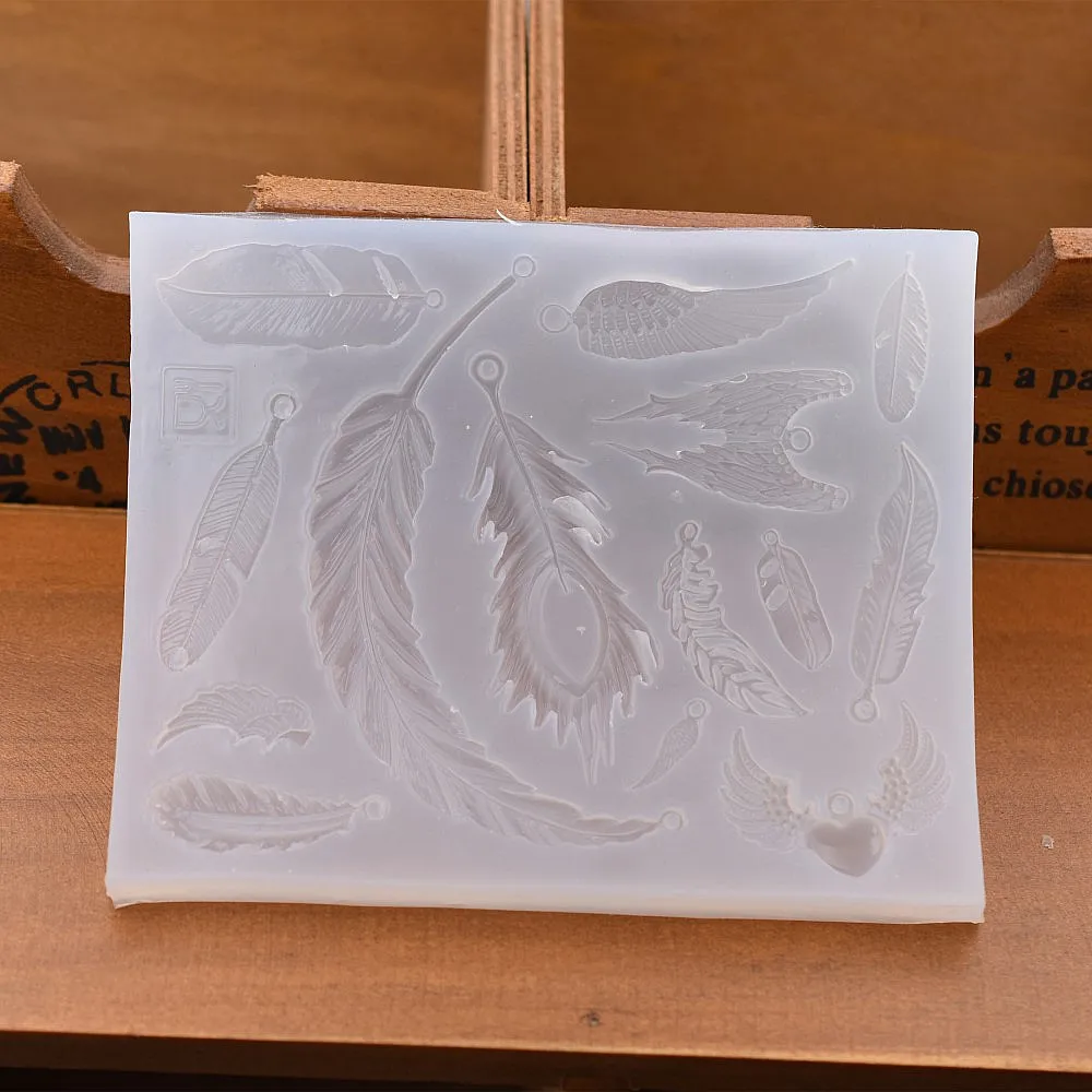 SNASAN Silicone Mold Feather Charms Pendant Resin Silicone Mould Jewelry Handmade Tool Epoxy Resin Monlds Leaf Wing