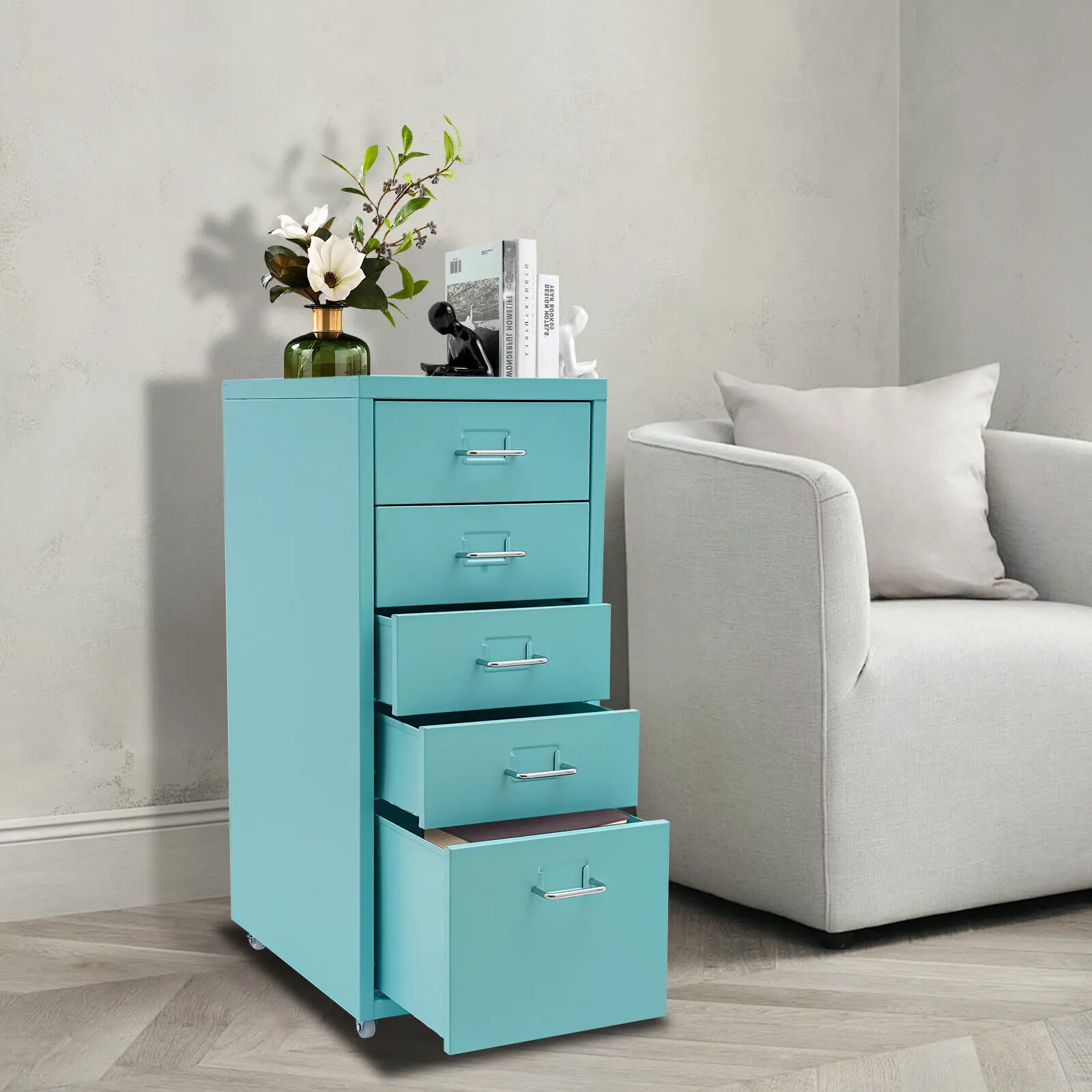 

Металлический шкаф для хранения файлов Шкаф для хранения вещей Шкаф для хранения с 5 ящиками и колесами