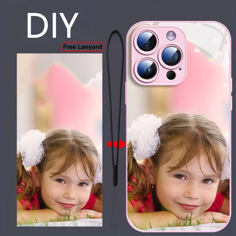 DIY Custom for iPhone 17 16 15 14 13 12 Pro Max Plus Personal Photo Custom Watercolor Tempered Glass Case Premium Protective Cov view 2