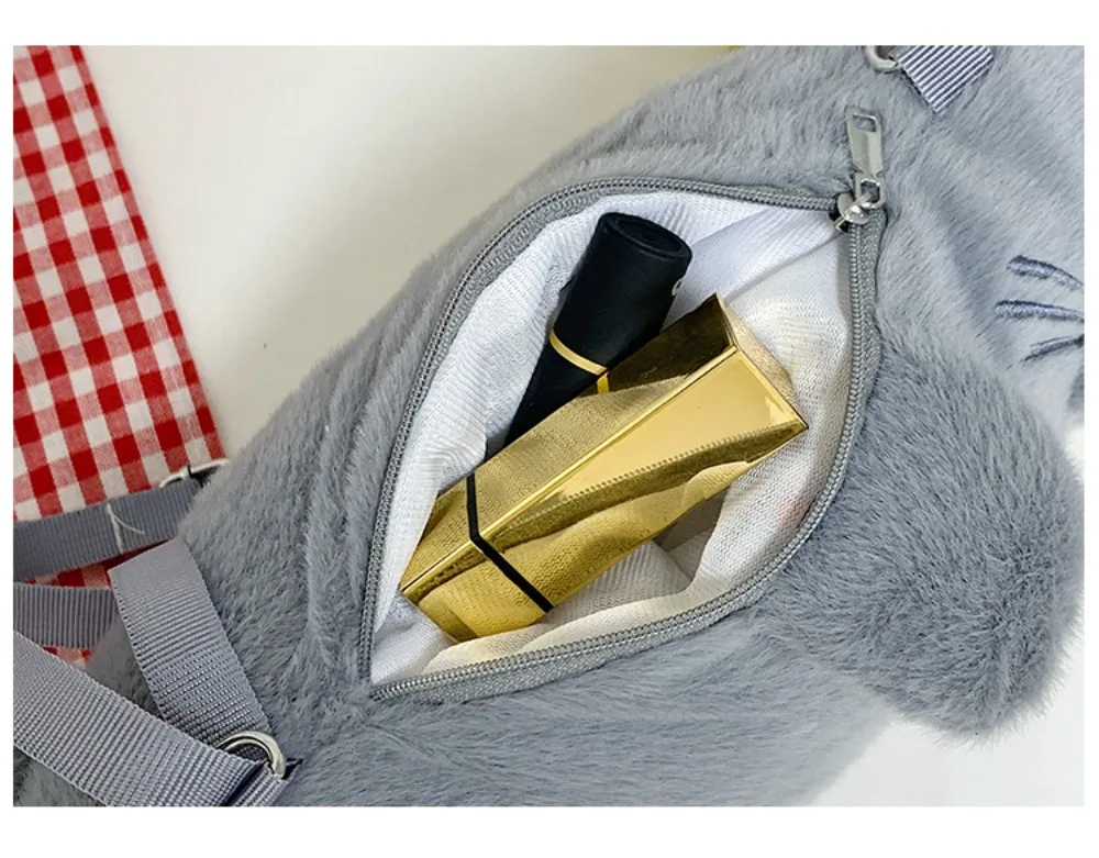 Modische Weiche Flauschige Niedliche Robben-Schultertasche Cartoon Leichte Handytasche Stoff Verstellbare Trageriemen Handtasche Damen-Accessoires – Detail 10