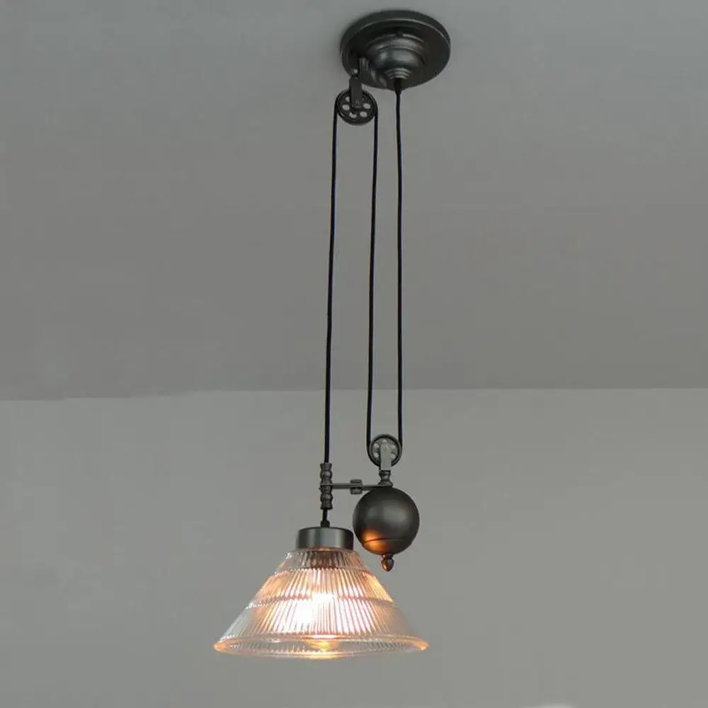 Glass Pulley Dining Room Ceiling Pendant lamp Loft Industrial Bar Counter Hallway hanging light Corridor Chandelier Fixtures