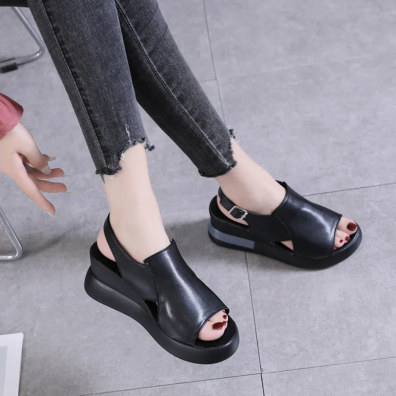 Wedge Platform Sandals Fashion Retro Romen Beach Shoes Ladies Casual Peep Toe Soft Comfortable Sandalias De Mujer 2023