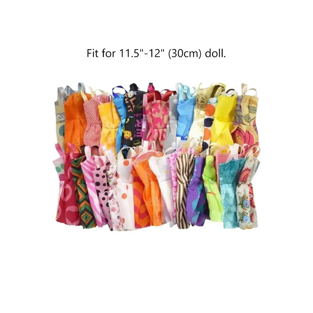 Random 10 Sets Mini Dress Colorful Summer Sleeveless Doll House Accessories Clothes For DIY Doll Lovely Girl Toy