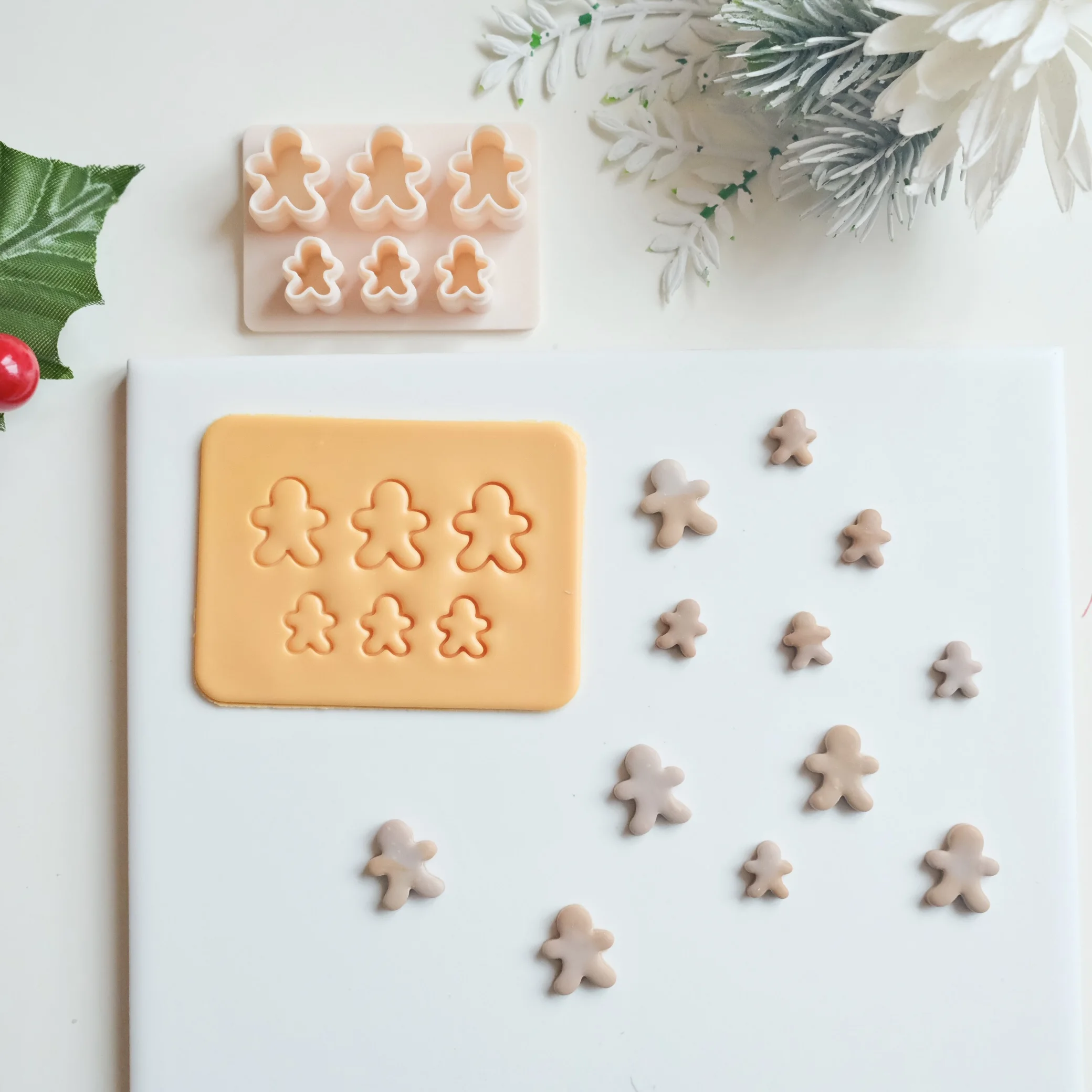 Christmas Gingerbread Man Stud Cluster Polymer Clay Cutters for Earring & Jewelry Making, Winter Clay Molds for Jewelry Maker