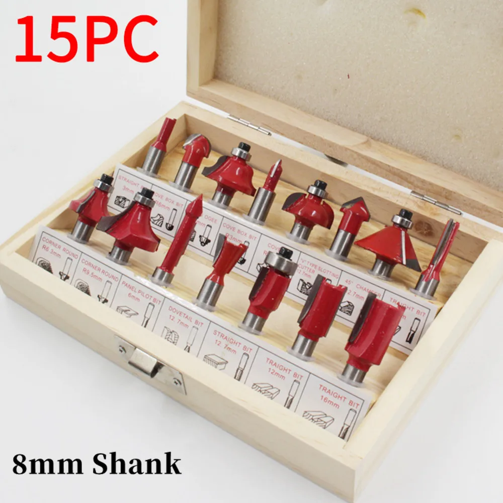 12pc/15pc Woodworking Milling Cutter Set 1/2