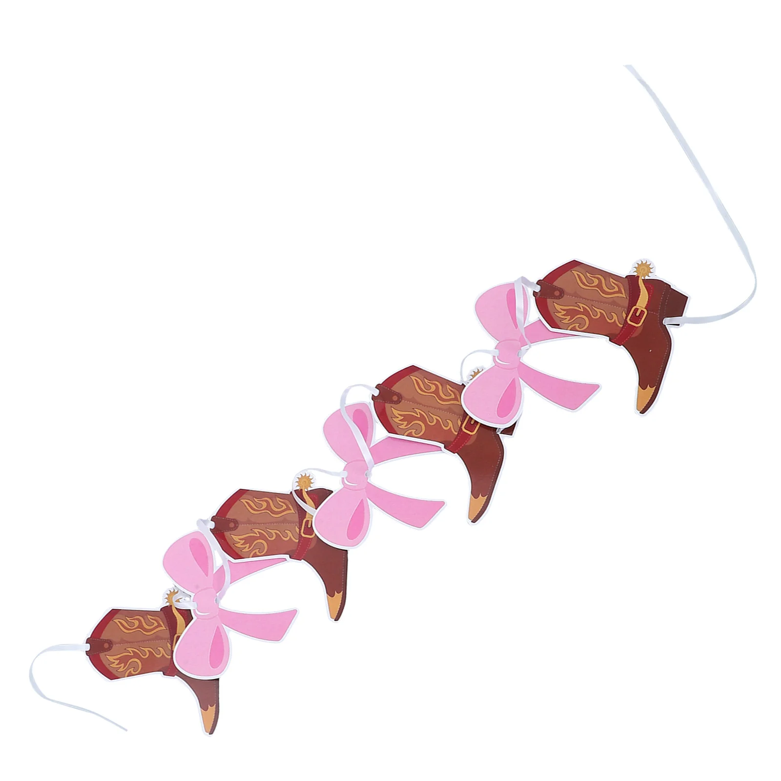 

5Pcs Cowboy Theme Hanging Decor Brown Boot Bow Pendant for Western Party Decoration Wild West Birthday Gender Reveal Event