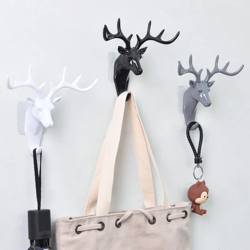 New Vintage Deer Wall Hanging Hook Head Antlers for Hanging Clothes Hat Scarf Key Deer Horns Hanger Rack Wall Decoration